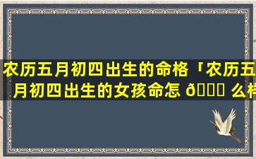 农历五月初四出生的命格「农历五月初四出生的女孩命怎 🐅 么样」